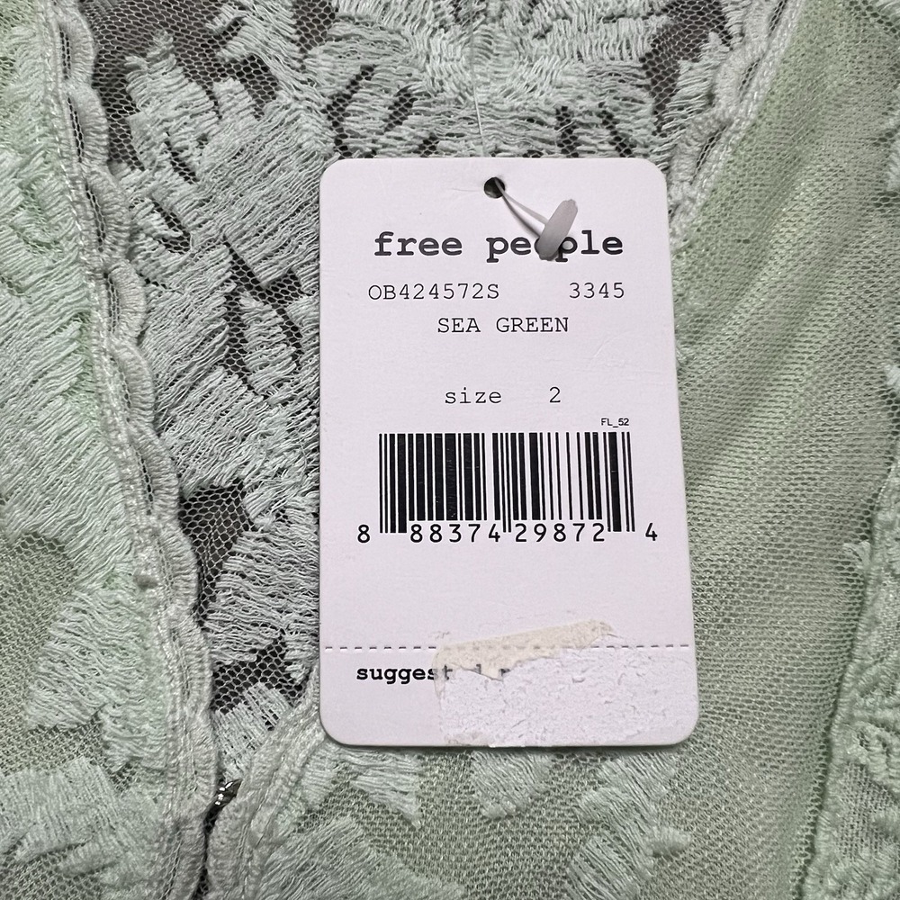 Free People Reign Over Me Sleeveless Lace Dress Mini Party Date Mint Green Sz 2 - Picture 4 of 8